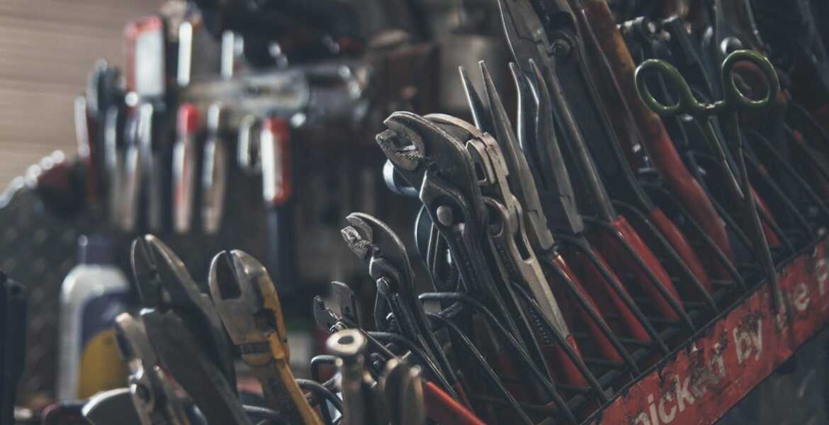 Home improvement store aisle with discounted tools