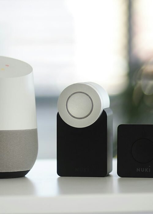 Home security camera mounted on house